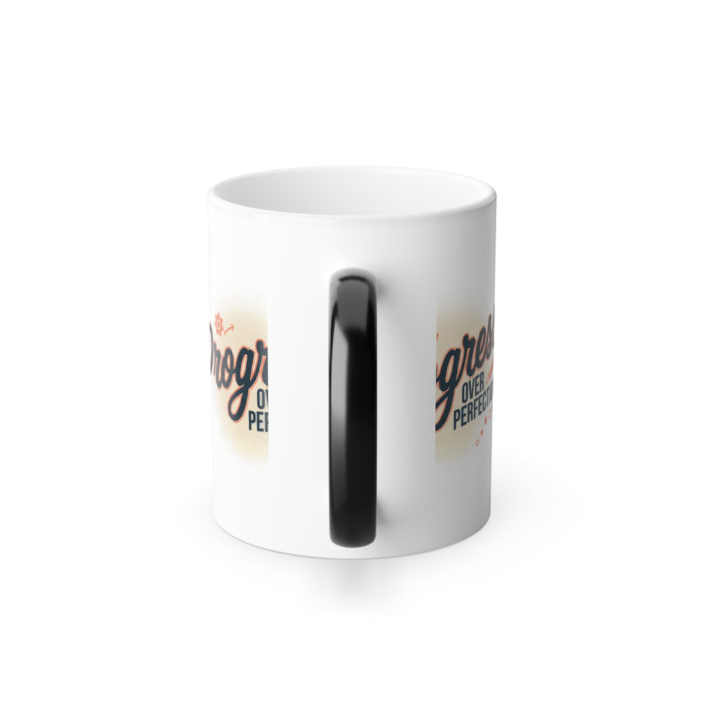Progress Over Perfection Color-Changing Mug — 11oz Motivational Coffee Cup