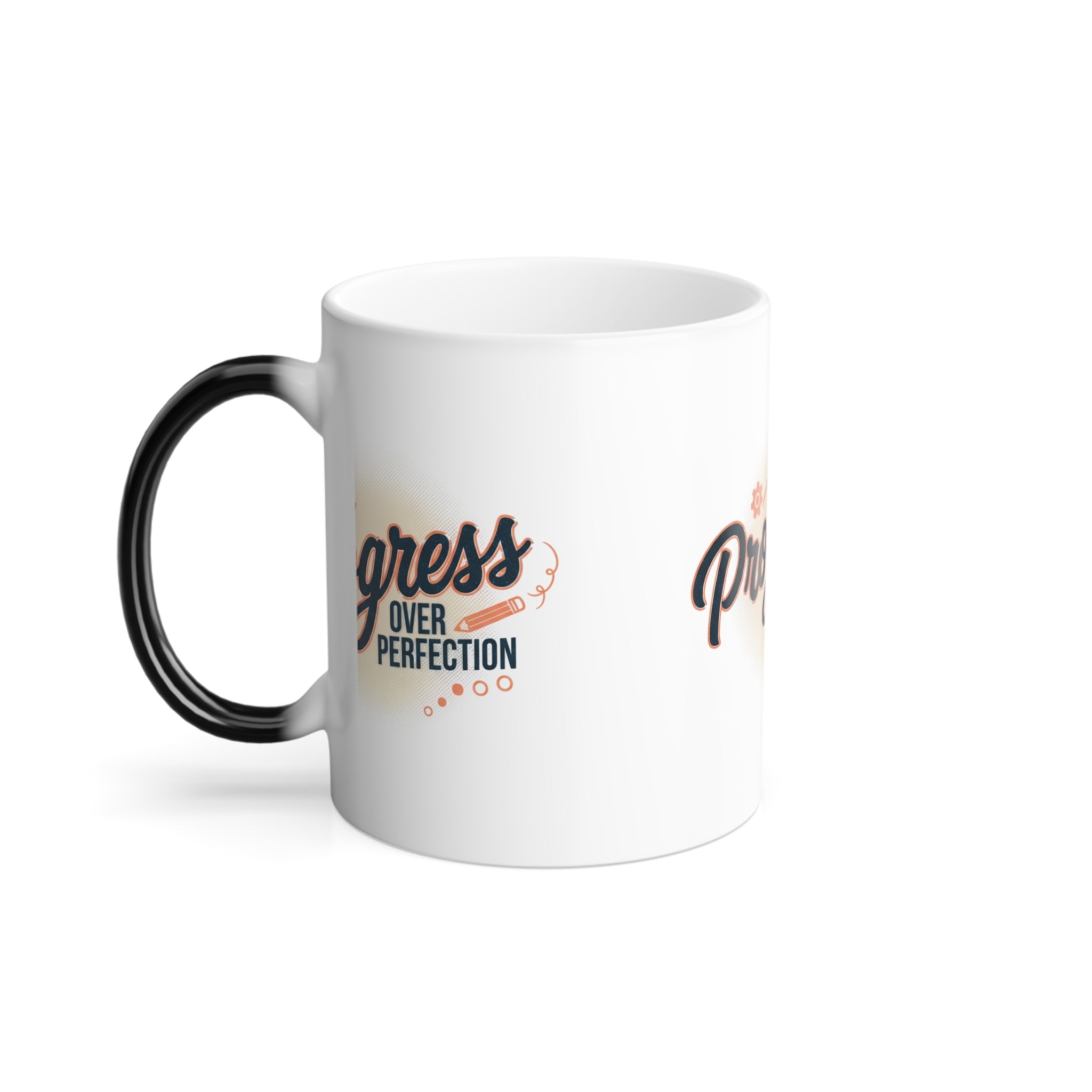 Progress Over Perfection Color-Changing Mug — 11oz Motivational Coffee Cup